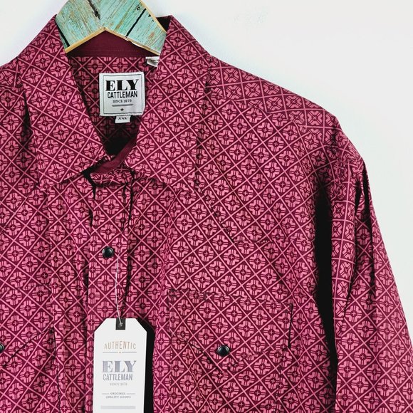 Ely Cattleman Long Sleeve Matte Snap Dress Shirt, XXL, NWT - Picture 3 of 8